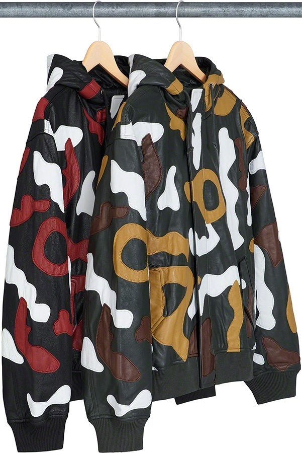 Camo Leather Hooded Jacket